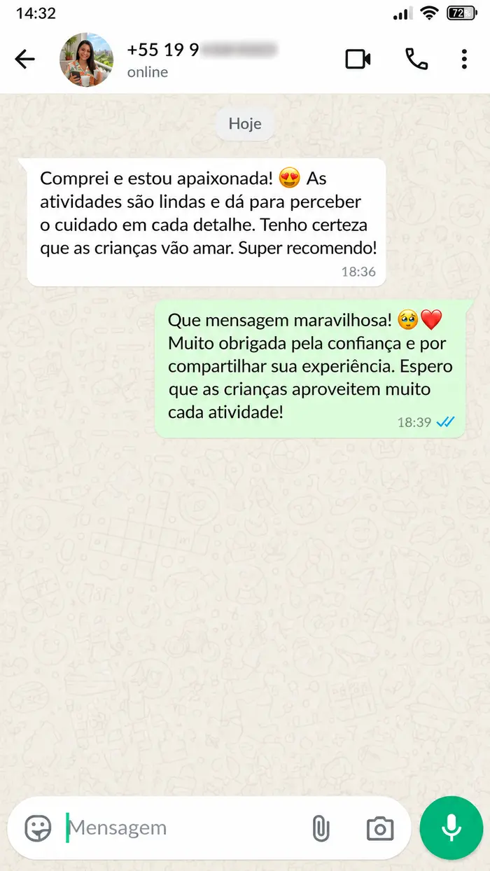 Comentário de cliente apaixonada pelos materiais