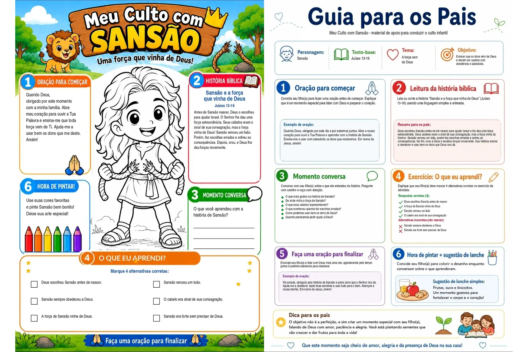 Cultinho de Sansão e guia para os pais